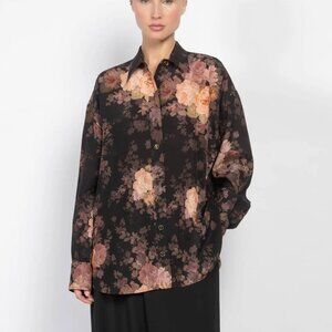 Zimmermann Illustration Lace Scarf Shirt in Black Rococo Floral Size 0 Size 4